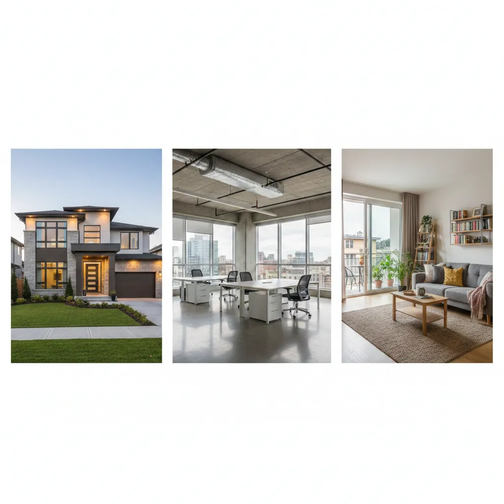 Residential, Commercial and Rental property photography collage